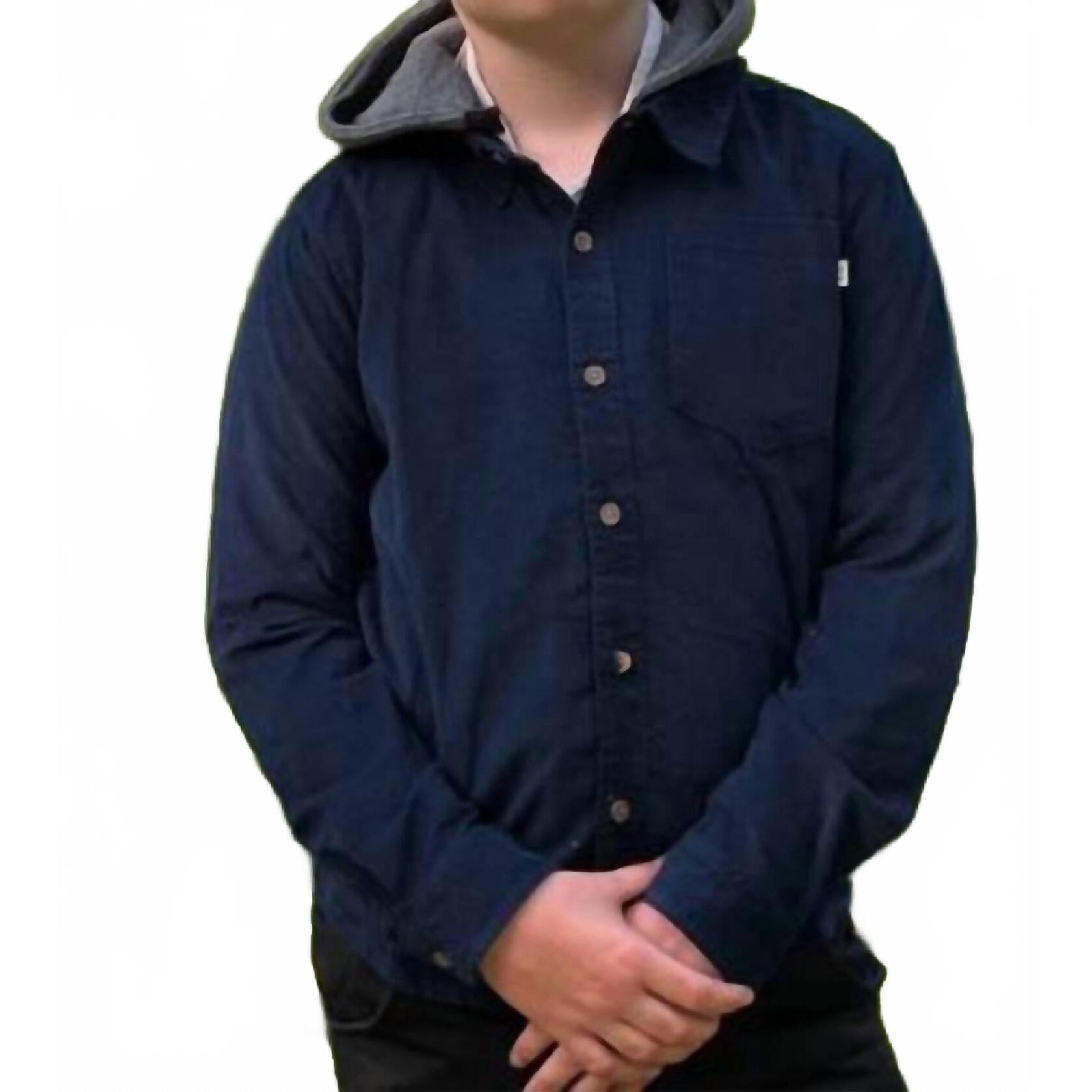 New Me & Henry Erin Hooded Woven Shirt In Navy Cord